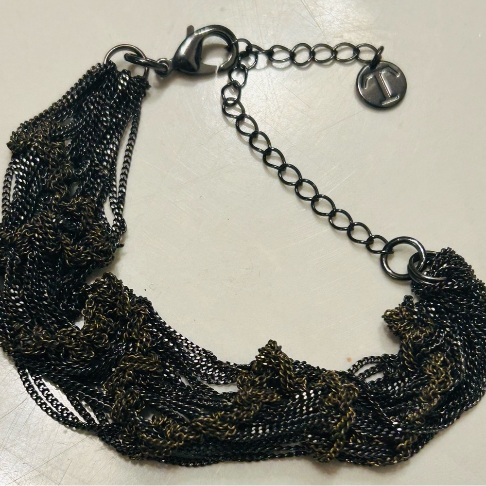 Talbots Elegant Black and Gold Chain Bracelet